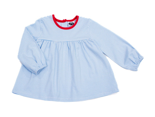 Noah top LS Blue stripes/ red