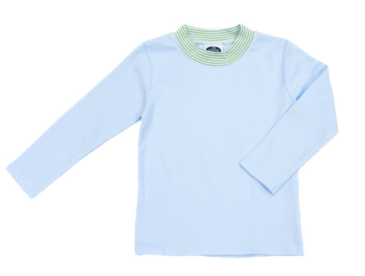 Blue crewneck w/ sage stripe