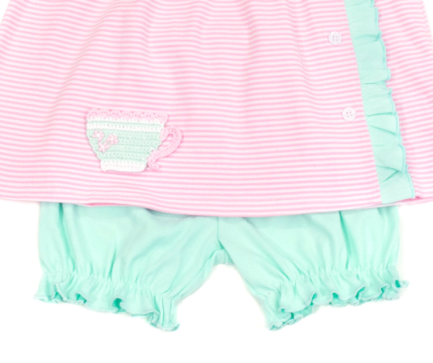 Side Ruffle Top Pink stripes w/ Mint