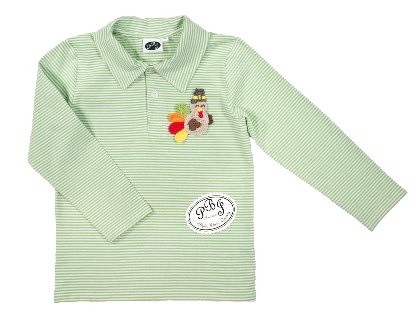 Sage stripes LS polo