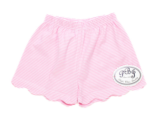 Scalloped Shorts Pink Stripes