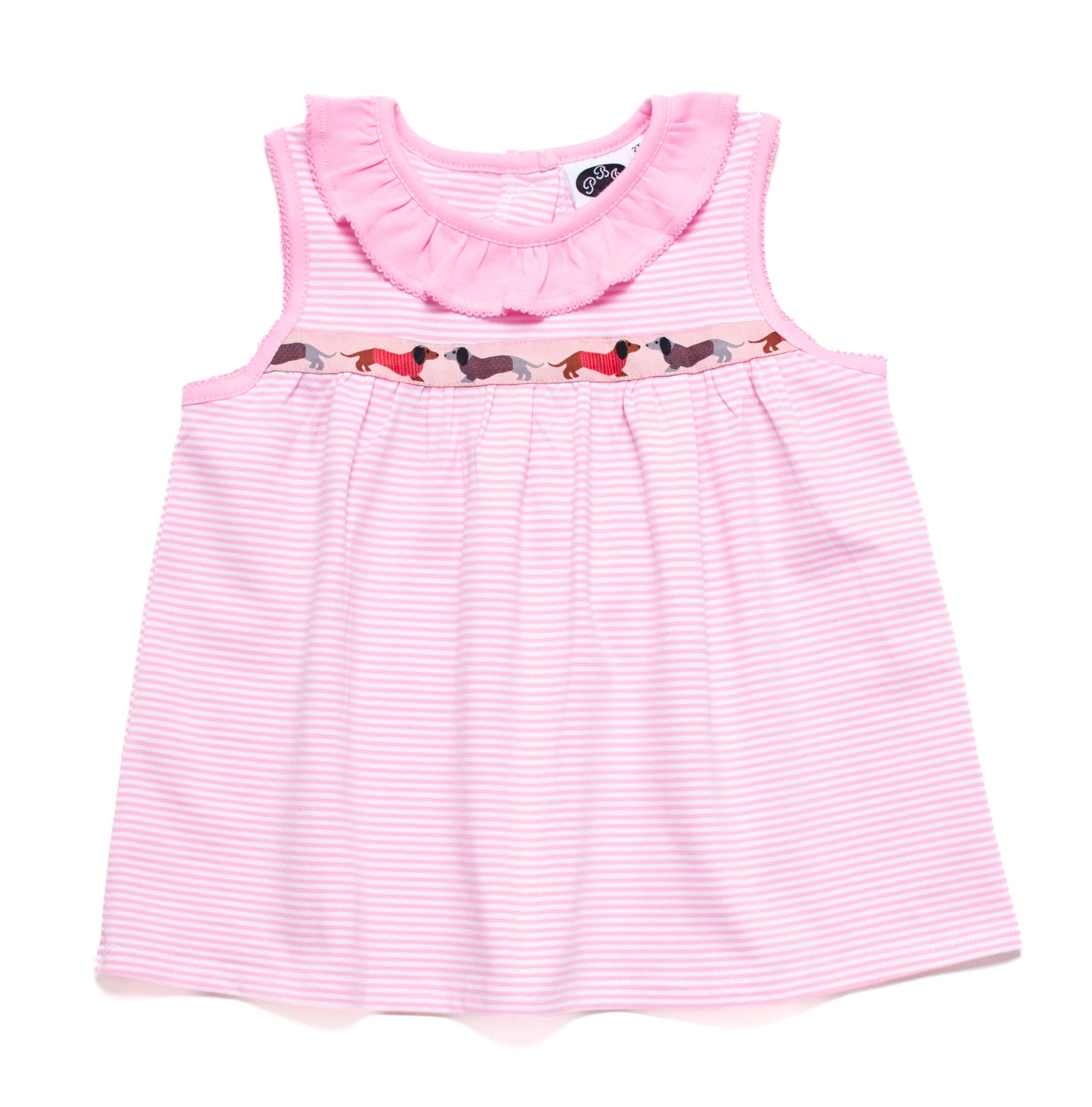 Pink stripes Wiener ribbon Lilly top