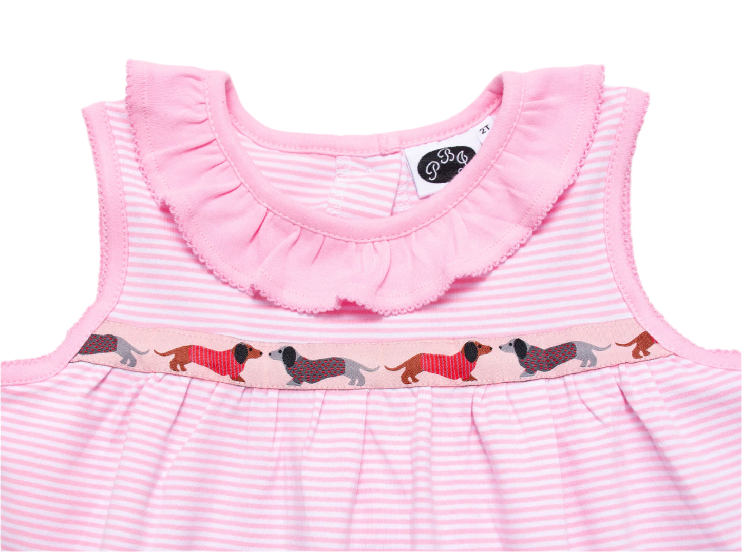 Pink stripes Wiener ribbon Lilly top