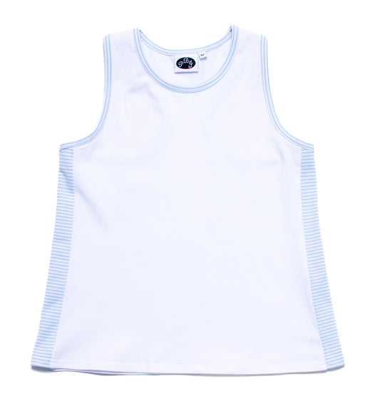 White/ Blue stripes Racerback Top