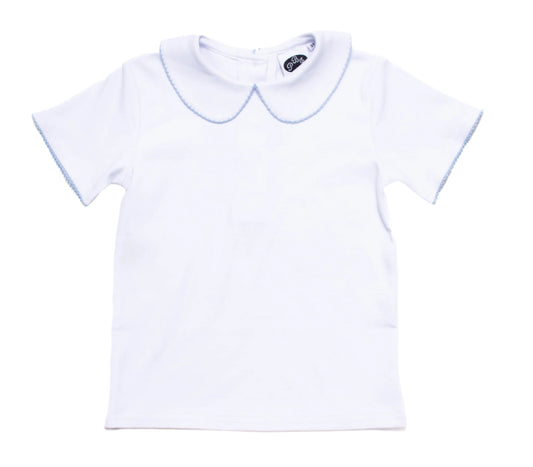 Blue Picot trim SS shirt