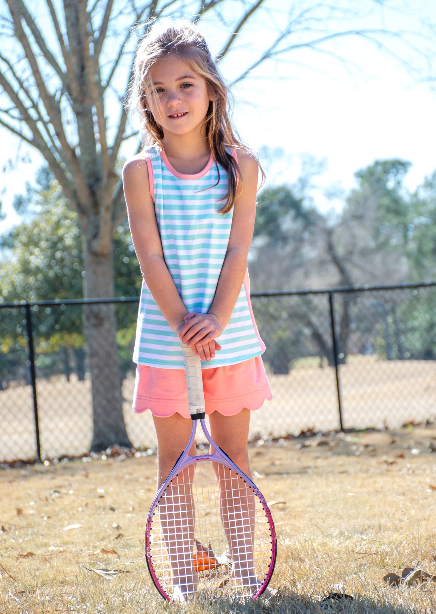 Aqua Stripe Racerback Top