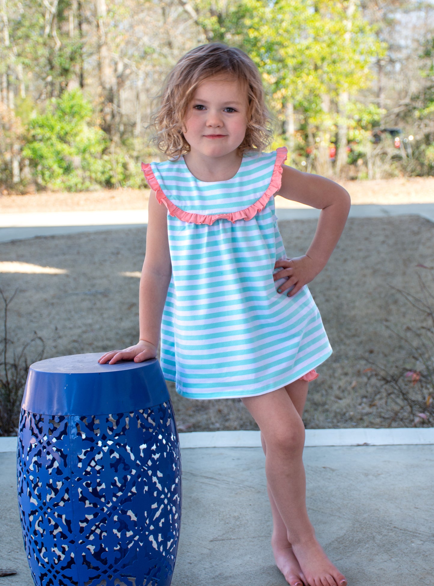 Aqua stripes Helen Top