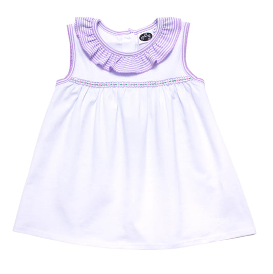 White/ Lilac stripes Lilly w/ ribbon