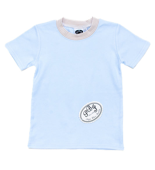 Blue w/Tan Stripes SS Crewneck