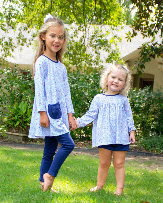 Baseball Swing Dress w/ Navy Pockets