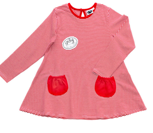 Red stripes Swing tunic w/ pockets