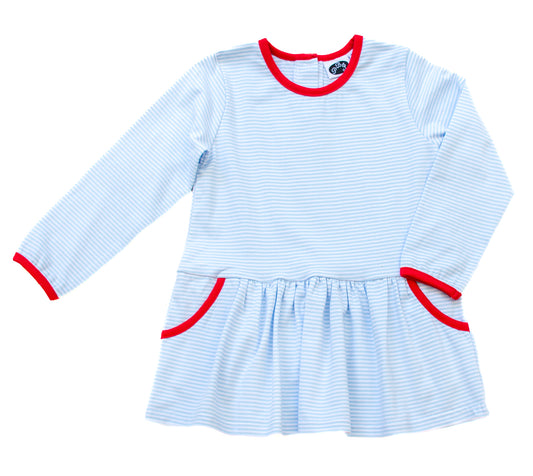 Blue Stripes Blair tunic w/ Red - PREORDER