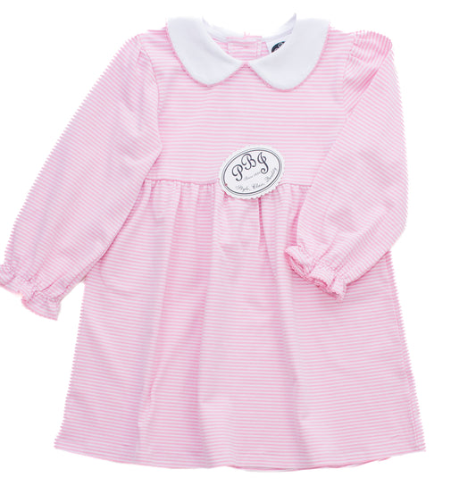 Lizzy Dress LS Pink Stripes PREORDER