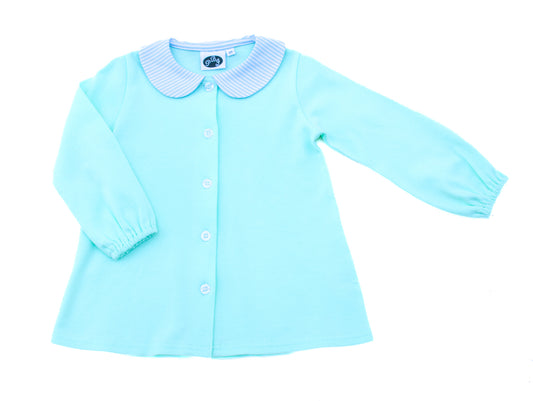 Alex Top Solid Mint with Blue Stripe