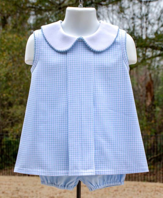 Blue Check Reverse Pleat Top - PRE-SALE
