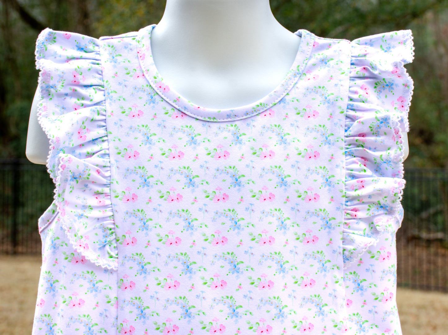 Pink & Blue Flower Sleeveless Bubble