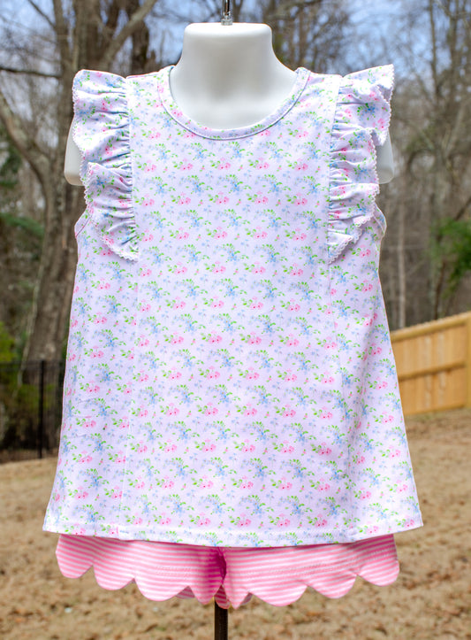 Pink & Blue Floral Evie top - PRE-SALE
