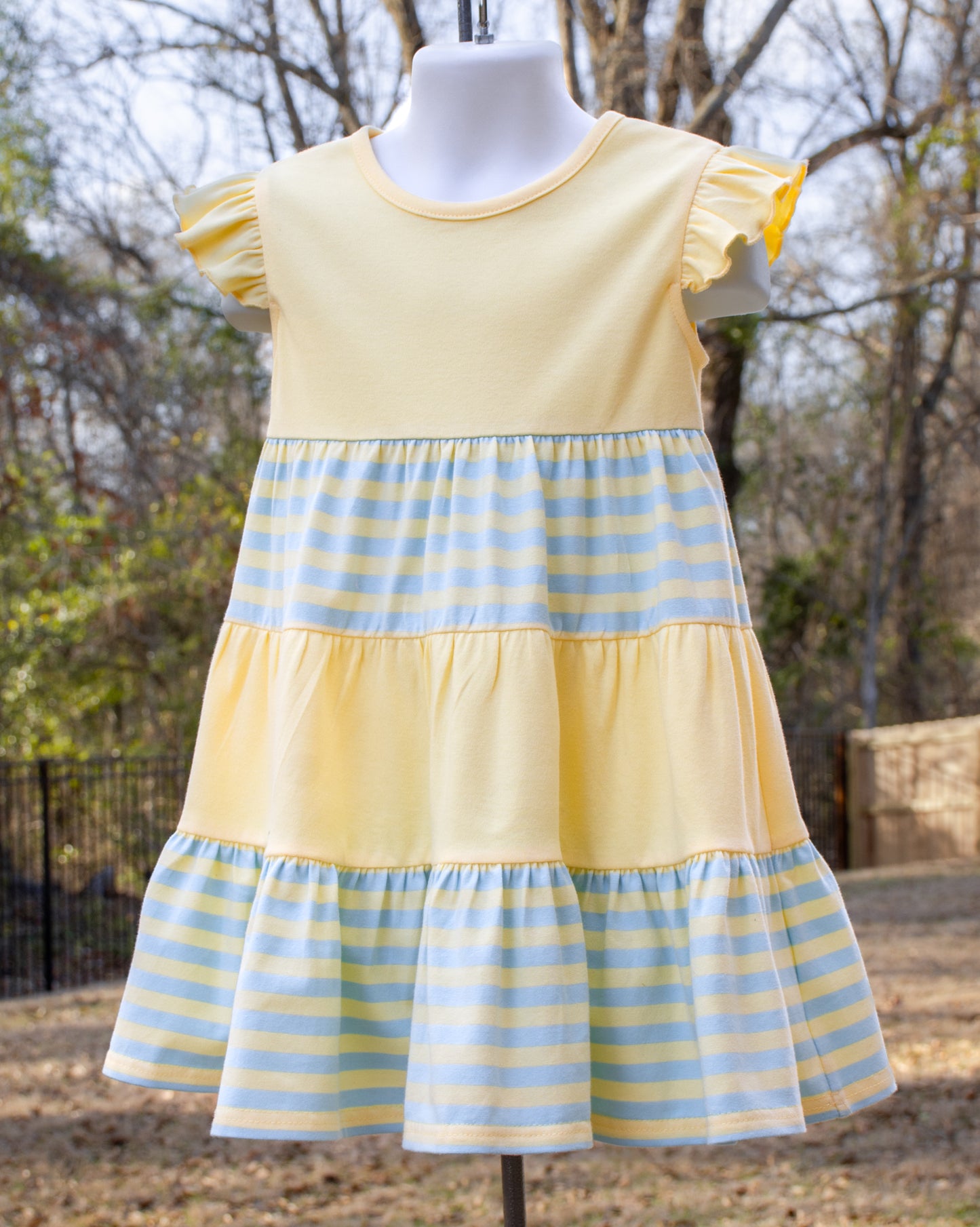 Summer stripes/ Yellow Swirly Dress