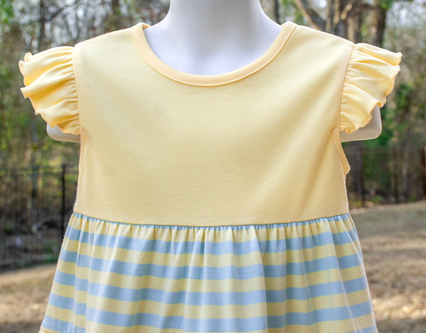 Summer stripes/ Yellow Swirly Dress