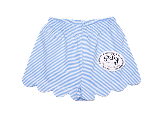 Scalloped Shorts Cobalt Stripes