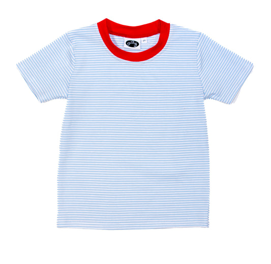 SS Crewneck Blue stripes w/Red