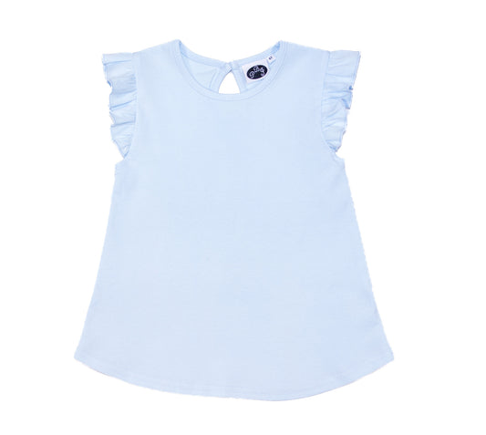 Solid Blue Flutter Tee