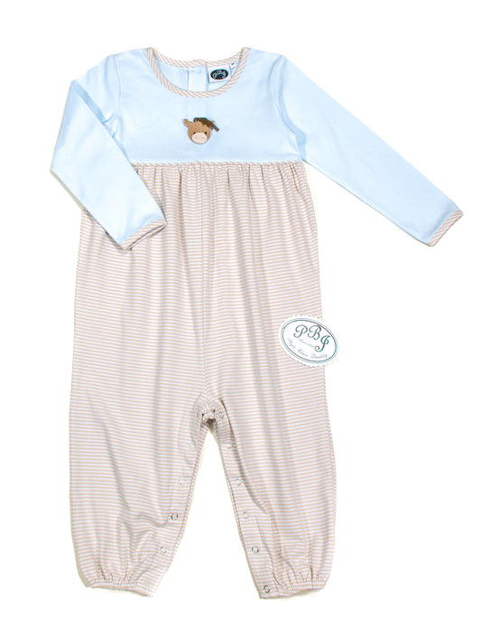 Blue/ Tan stripes long Noah bubble