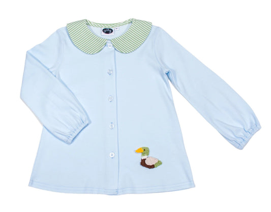 Solid Blue/ Sage stripes Alex top