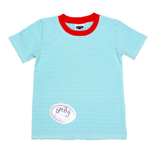 Seasalt Stripe with Red Neck Contrast SS Crewneck