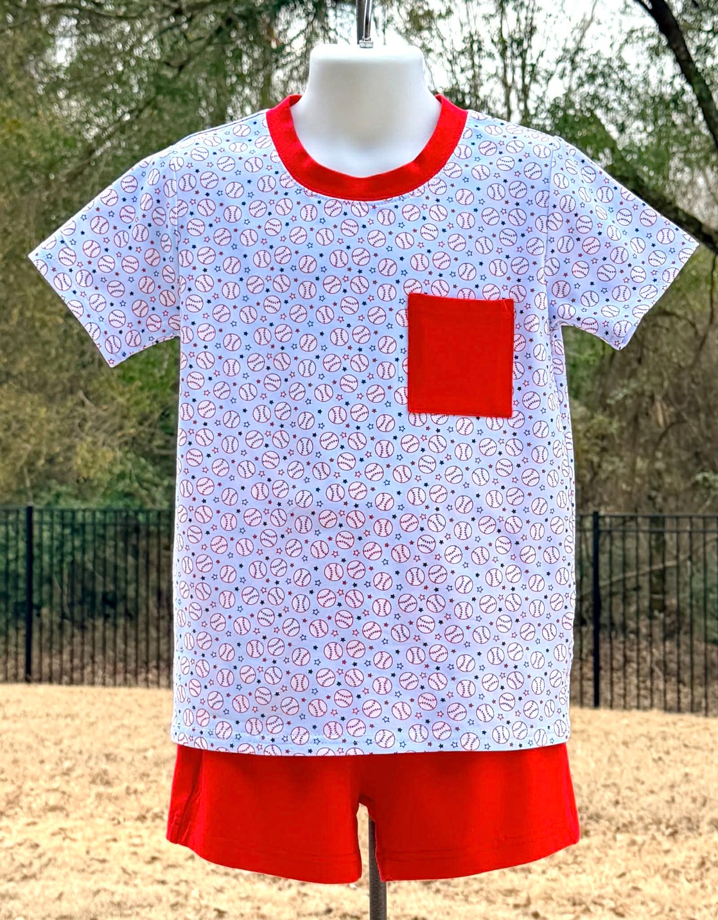 Red Baseball Pocket Shirt