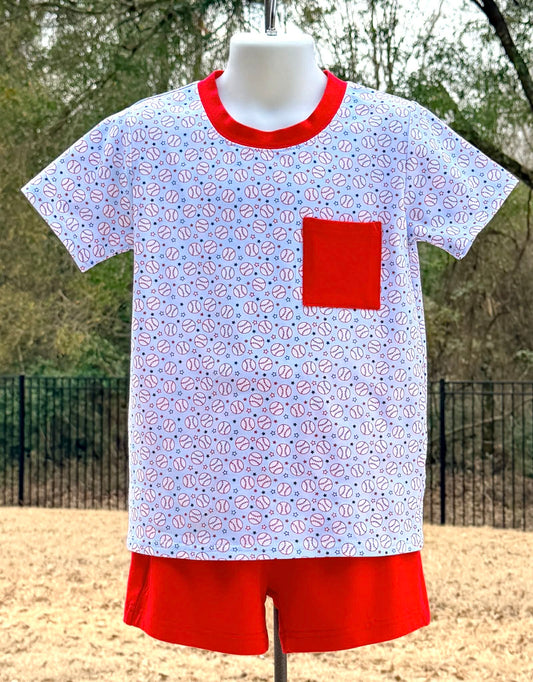 Red Baseball Pocket Shirt