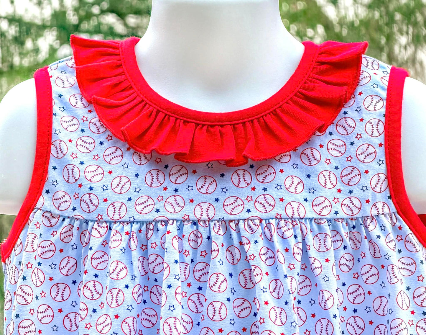Red Baseball Lilly top Sleeveless