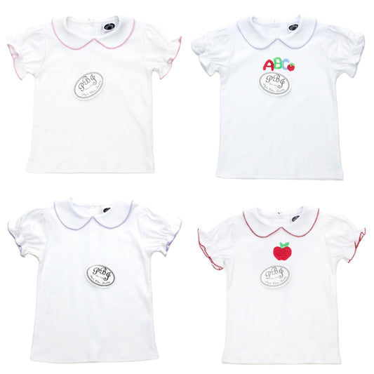 Girl Collared blouse w/ Color picot