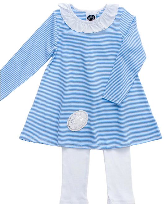 Cobalt stripes swing top/ white ruffle