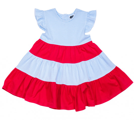 Blue/ Red Swirly dress