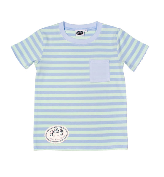 Seaside Stripes Pocket shirt w/Solid Blue