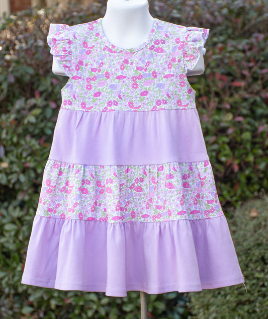 Lilac floral Swirly Dress