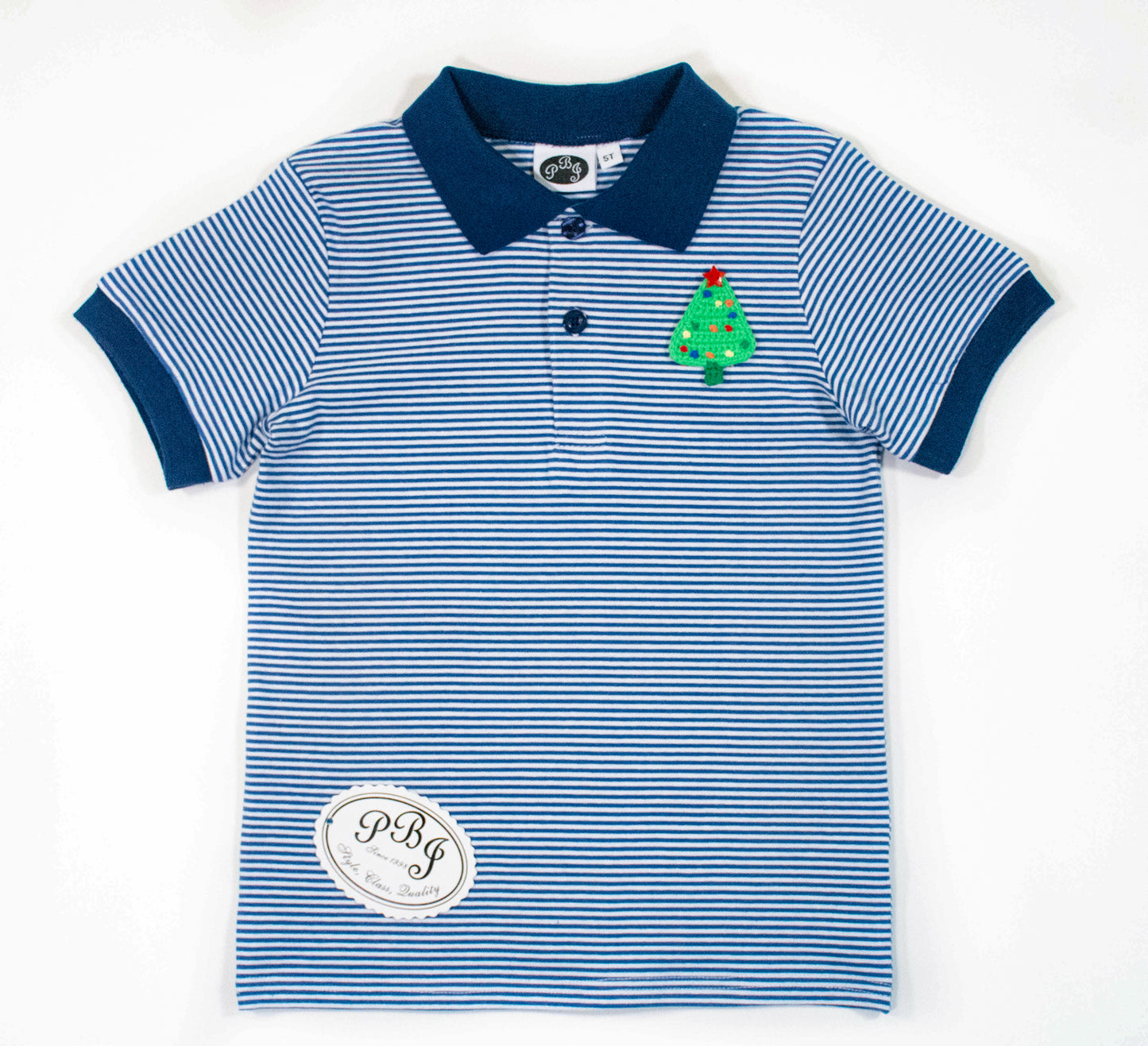 Boy shot-sleeve Navy stripes polo