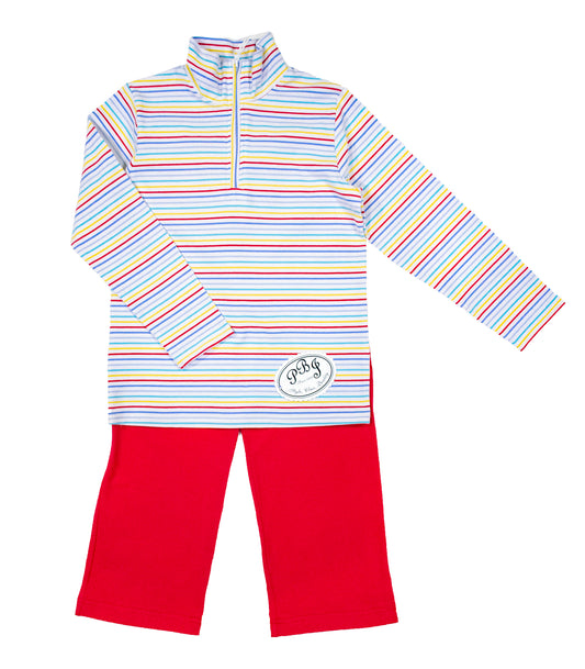 Multi stripes 1/4 zipped pullover*