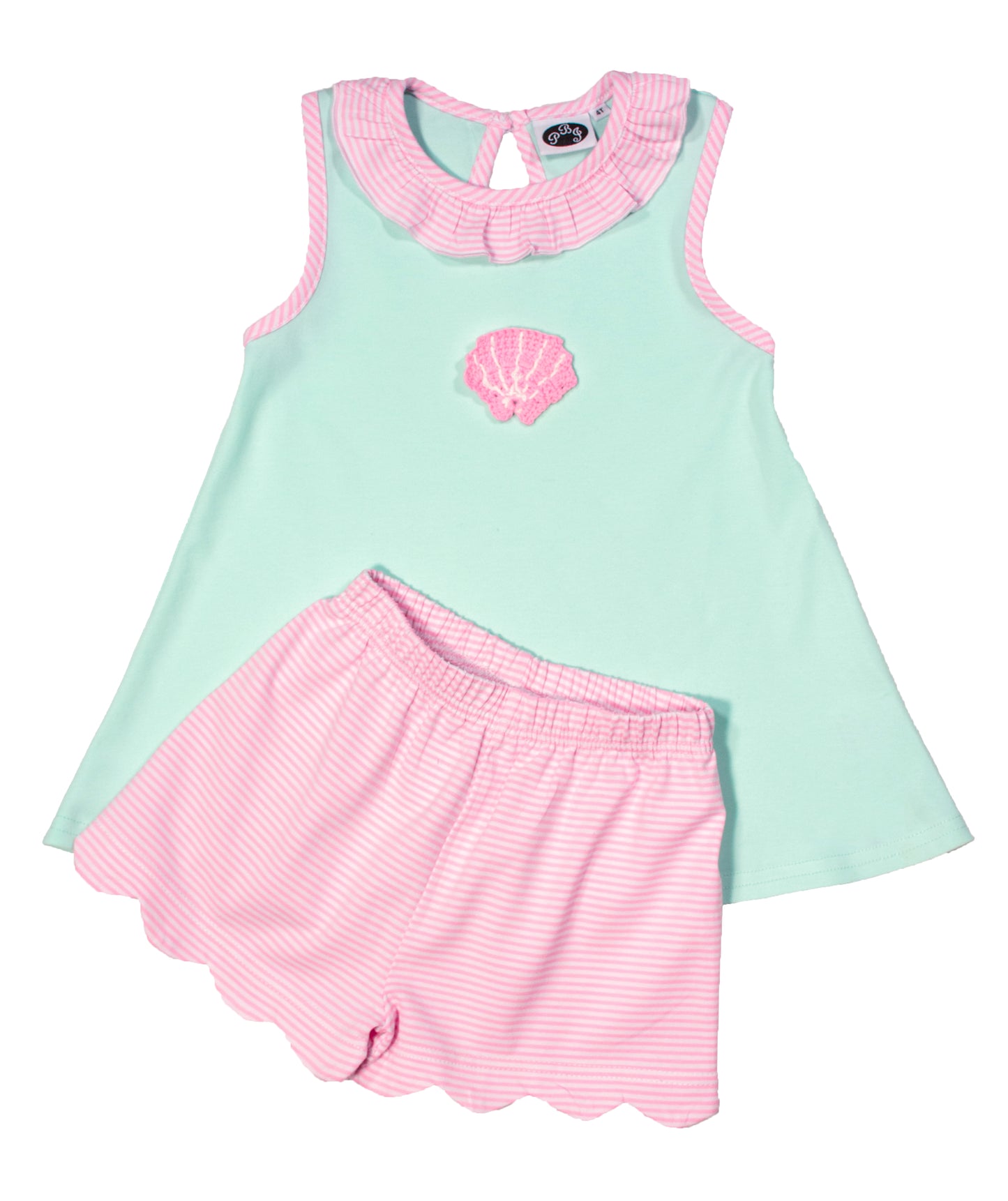 Swing Top Solid Mint with Pink Stripes