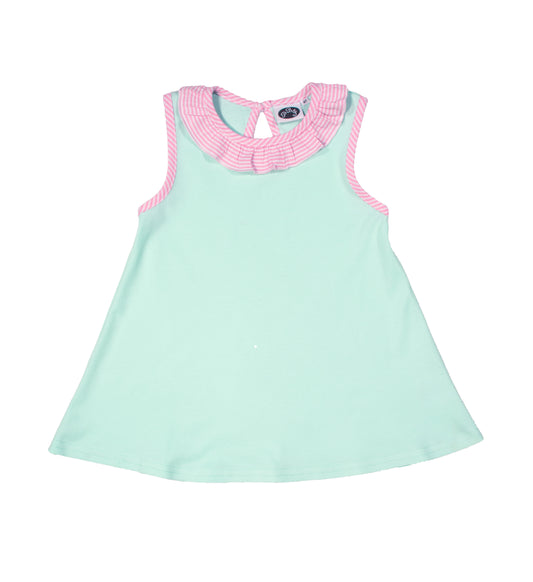 Swing Top Solid Mint with Pink Stripes