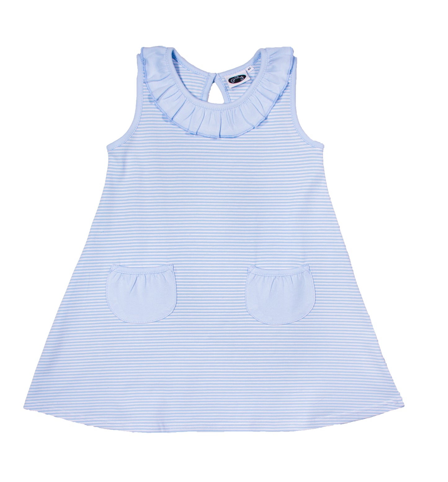 Swing Dress blue stripes with solid blue