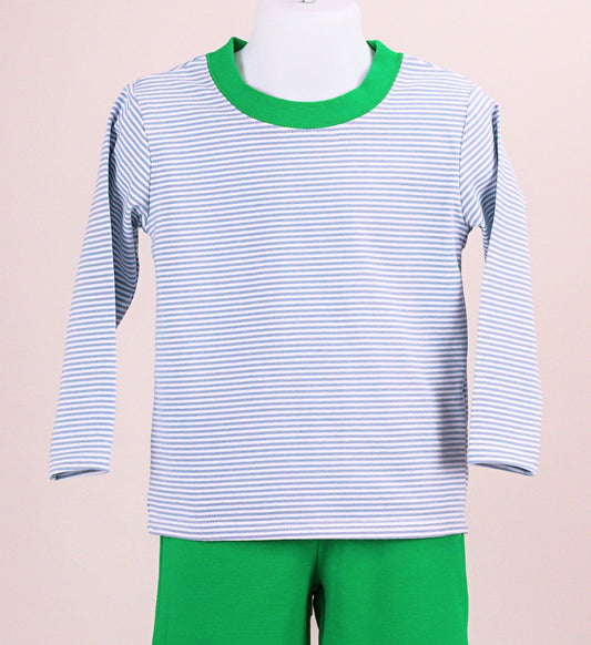 Lt. Grey / Kelly green crewneck