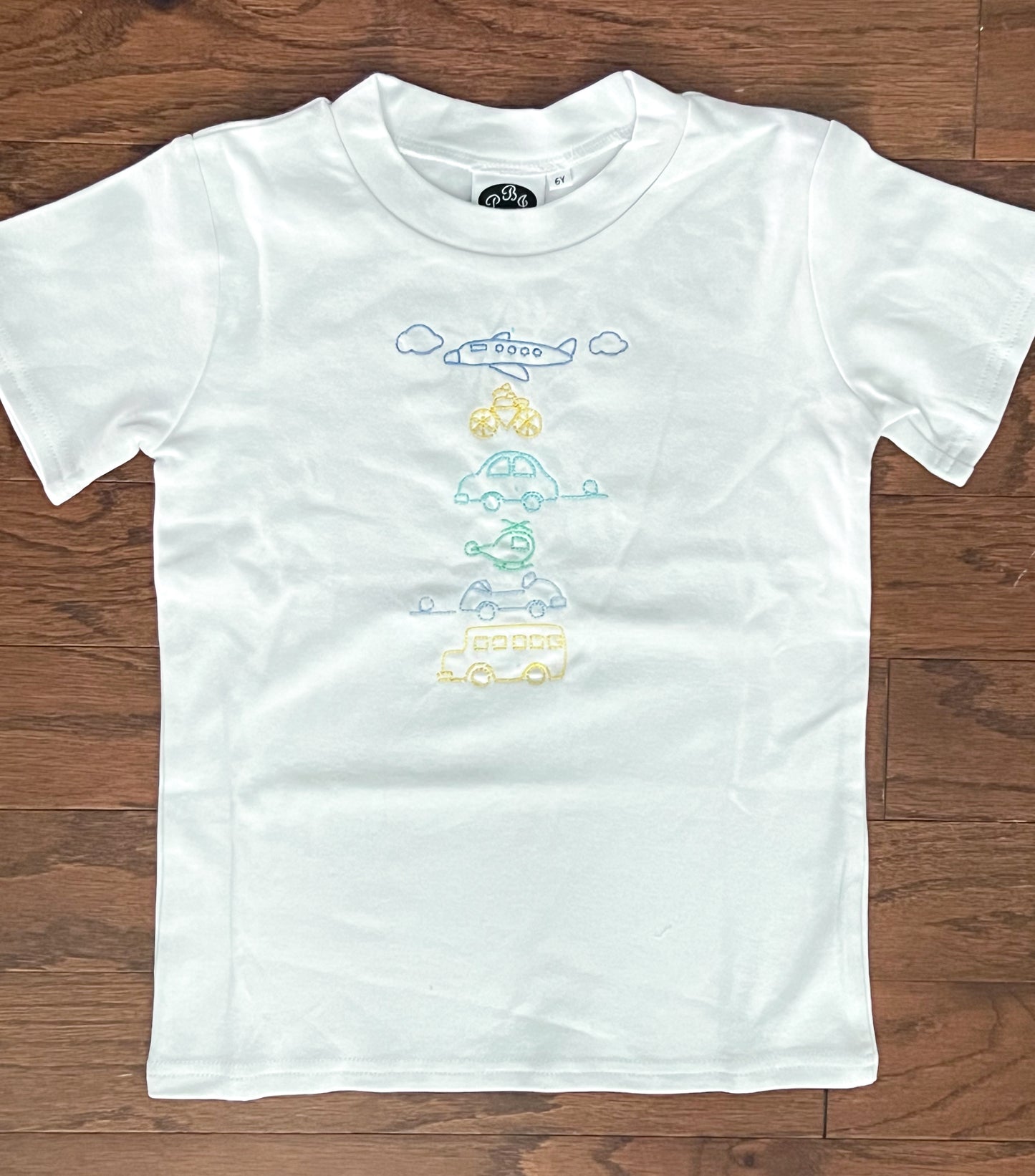T-shirt w/ transportation embroidery - 6y