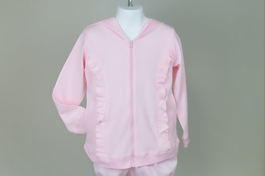 Girl ruffled hoodie jacket - pink