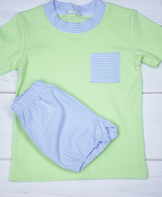 Pocket shirt Solid Sorbet with Blue Stripe Pocket
