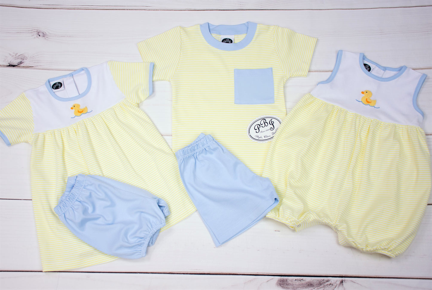 Pima Yellow stripes pocket set/ blue shorts