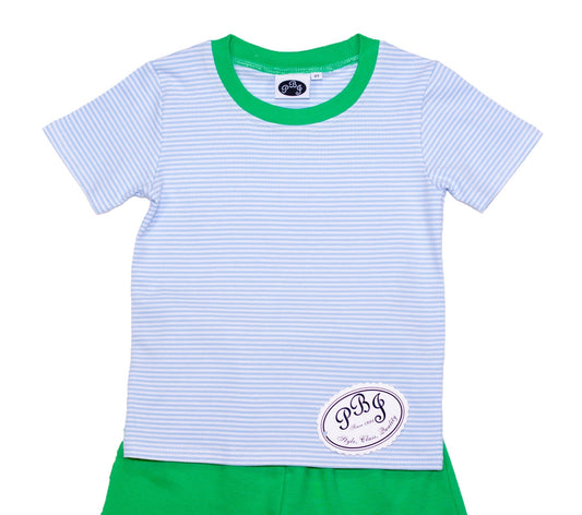 Blue stripes Crewneck w/ Emerald