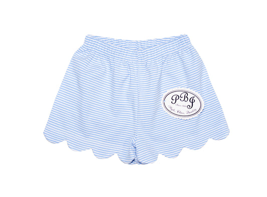 Blue stripes Scalloped shorts