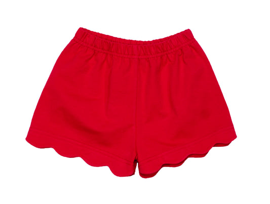 Solid red Scalloped shorts